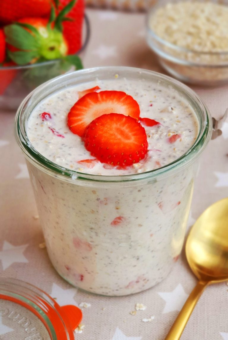 Me Gusta Comer Sano AVENA NOCTURNA TARTA DE QUESO CON FRESAS Un