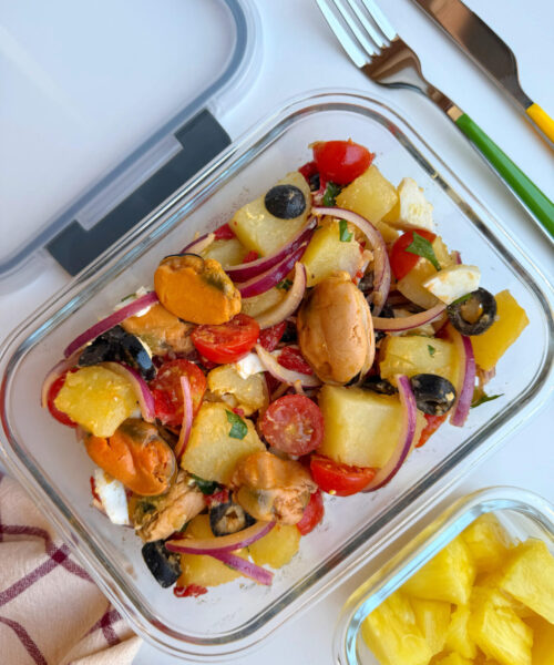 1. tuper ensalada campera de mejillones