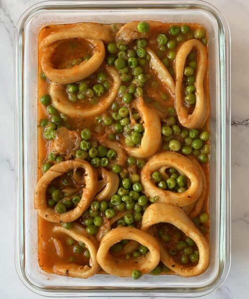 Calamares con guisantes