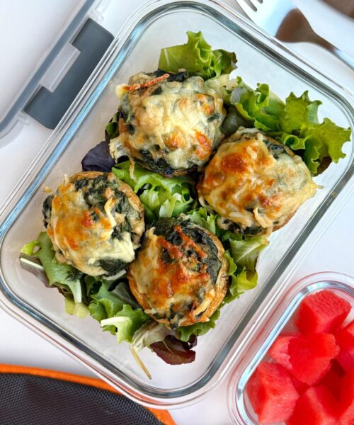 Champiñones rellenos de espinacas y atún